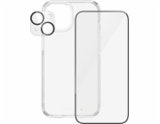 PanzerGlass - Balení 3 v 1 - sada chránice obrazovky / objektivu / zadní strany pro mobilní telefon - sklo - barva rámu cerná - pro Apple iPhone 15