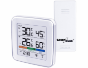 Bezdrátová meteorologická stanice GreenBlue, teplota + vlhkost IN/OUT, hodiny + budík + datum, volba °C / °F, dosah až 60 m, GB169