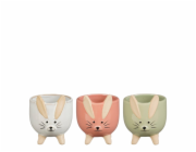 MICA Gelová květináče RABBIT, keramické, bílá/zelená/růžová