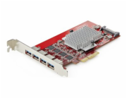 Startech - USB adaptér - PCIe 3.0 x4 nízký profil - USB 3.2 Gen 2 x 4 - cervená - kompatibilní s TAA