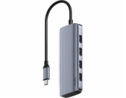 Cudy UH500 dokovací stanice/replikátor portů USB 3.2 Gen 1 (3.1 Gen 1) Type-C Šedá, Stříbrná
