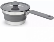 InnovaGoods Platinet Silikonový skládací kempingový hrnec s dlouhou rukojetí 1 l šedý