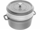 Staub La Cocotte 24cm rund, mit Dämpfeinsatz, graphitgrau