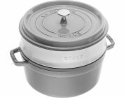 Staub La Cocotte 24cm rund, mit Dämpfeinsatz, graphitgrau