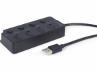 Gembird 4portový USB 2.0 hub s přepínači, černý