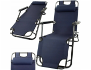 ExtraLink Skládací zahradní lehátko Black Forest s polštářem, tmavě modré