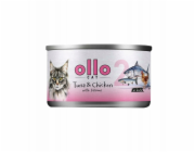 OLLO Cat nr 2 Tuna & Chicken with salmon in broth - mokré krmivo pro kočky - 70g
