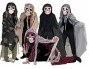 Halloween pelerína s lebkou a LED osvětlením, červená