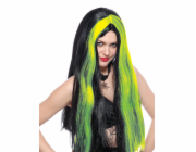 Černá paruka se zelenými pramínky