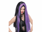 Černá paruka s fialovým pramínky