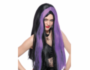 Černá paruka s fialovým pramínky