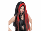 Černá paruka s červenými pramínky