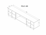 RTV skříň POLO 180x33x39 bílá + krb černá