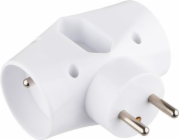 Zásuvka rozbočovací (2xkulatá 16A+1xplochá 2,5A) bílá