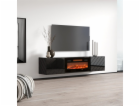 Skříň RTV LUXE 182,6x34,5x37,5 černá/černý lesk + černý krb