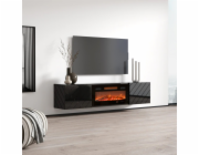 Skříň RTV LUXE 182,6x34,5x37,5 černá/černý lesk + černý krb
