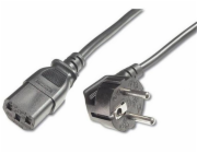 PREMIUMCORD Kabel napájecí 230V/10A, zahnutá vidlice,  2m