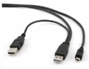 GEMBIRD Kabel USB 2.0 A-Mini B (5pin) propojovací 0,9m DUÁLNÍ (extra napájení)