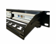 DATACOM Patch panel 19" UTP 24 port CAT5E DUAL 1U BK (4x6p) vyvazovací lišta