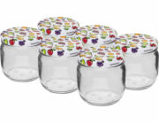 Sklenice zavařovací 370 ml 6 ks s víčkem s dekorem
