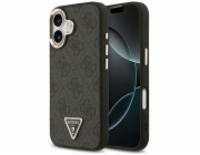 Guess PU Leather 4G Strass Triangle Logo Gold Frame MagSafe kryt iPhone 17 čierny