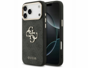 Guess PU Leather 4G Metal Logo Gold Frame kryt iPhone 17 Pro Max čierny