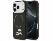 Karl Lagerfeld PU Karl and Choupette Heads Pins MagSafe kryt iPhone 17 Pro čierny