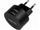 LogiLink Nabíječka do zásuvky 2x USB-A, 10,5 W, černá