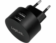 LogiLink Nabíječka do zásuvky 2x USB-A, 10,5 W, černá