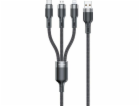 Awei USB kabel USB-A - USB-C + microUSB + Lightning 1,2 m...