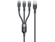 Awei USB kabel USB-A - USB-C + microUSB + Lightning 1,2 m černý