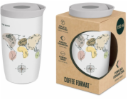 Coffee Format Termohrnek bílý s motivem mapy světa 350 ml