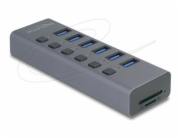 Delock - Rozbocovac - 5 Gbps, with switch, SD/Micro SD slot - 6 x USB - desktop