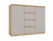 KOMODA SE 2 DVEŘEMI A 4 ZÁSUVKAMI, BARVA ARTISAN OAK/KAŠMÍR