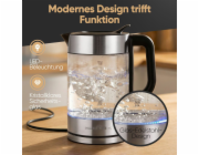 ProfiCook PC-WKS 1322 G elektrická konvice 1,7 l 2200 W Stříbrná, Černá, Průhledná