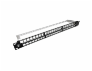 Modulární 19" patch panel ALANTEC s 48 porty, 1U, s montážním držákem (bez konektorů)