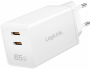 LogiLink Nabíječka do zásuvky 2x USB-C, 65W, bílá