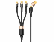 Awei USB kabel USB-A + USB-C - USB-C + microUSB + Lightning černý
