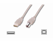 Digitus USB 2.0 Anschlusskabel USB-A (Stecker) > USB-B (Stecker) (beige, 1,8 Meter)
