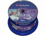 VERBATIM DVD+R(50-pack)DoubleLayer/Spindle/8X/8.5GB/Printable/NoID