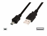 Digitus USB 2.0 Kabel, USB-A Stecker > mini USB Stecker (schwarz, 3 Meter)