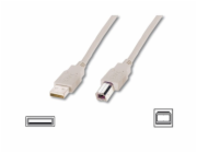 Digitus USB kabel A/samec na B-samec, 2x stíněný, béžový, 3m 