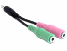 Delock adaptér stereo jack 3,5 mm samec > 2 x stereo jack...