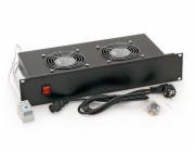Ventilační jednotka Triton 19" Horizontální 230V/46W, 2U, 2x ventil, bimetalový termostat, černá