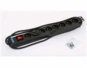 TRITON 19" rozvodný panel 8x230V - 2m, vypínač, černý