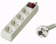 PREMIUMCORD Prodlužovací přívod 230V 2m, 4 zásuvky + vypínač, bílá