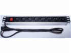 PremiumCord 19" PDU, 1.5U, 8x230V, 2m kabel Euro, vypínač