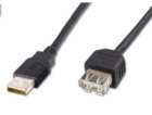 PremiumCord USB 2.0 kabel prodlužovací, A-A, 2m černá