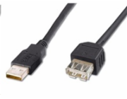 PremiumCord USB 2.0 kabel prodlužovací, A-A, 2m černá