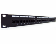 Digitus Patch panel 19'' 24x RJ45, úroveň LSA, kat. 6, nestíněný, 1U, kabelové vedení, popisovací pole, černý